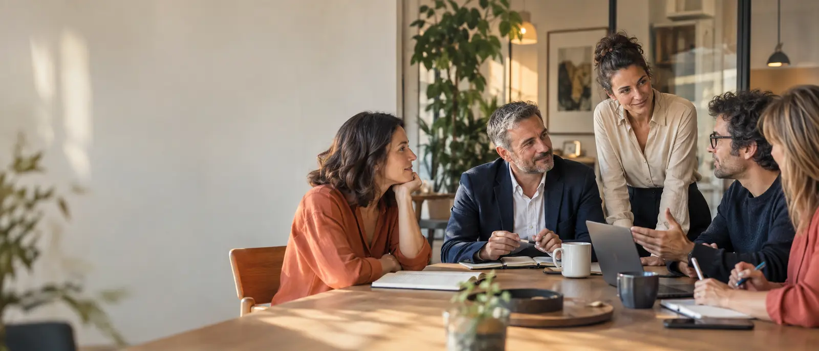 Autónomos y pymes compartiendo ideas en una reunión empresarial